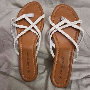 Charles Albert Women's White Braided Sandals
